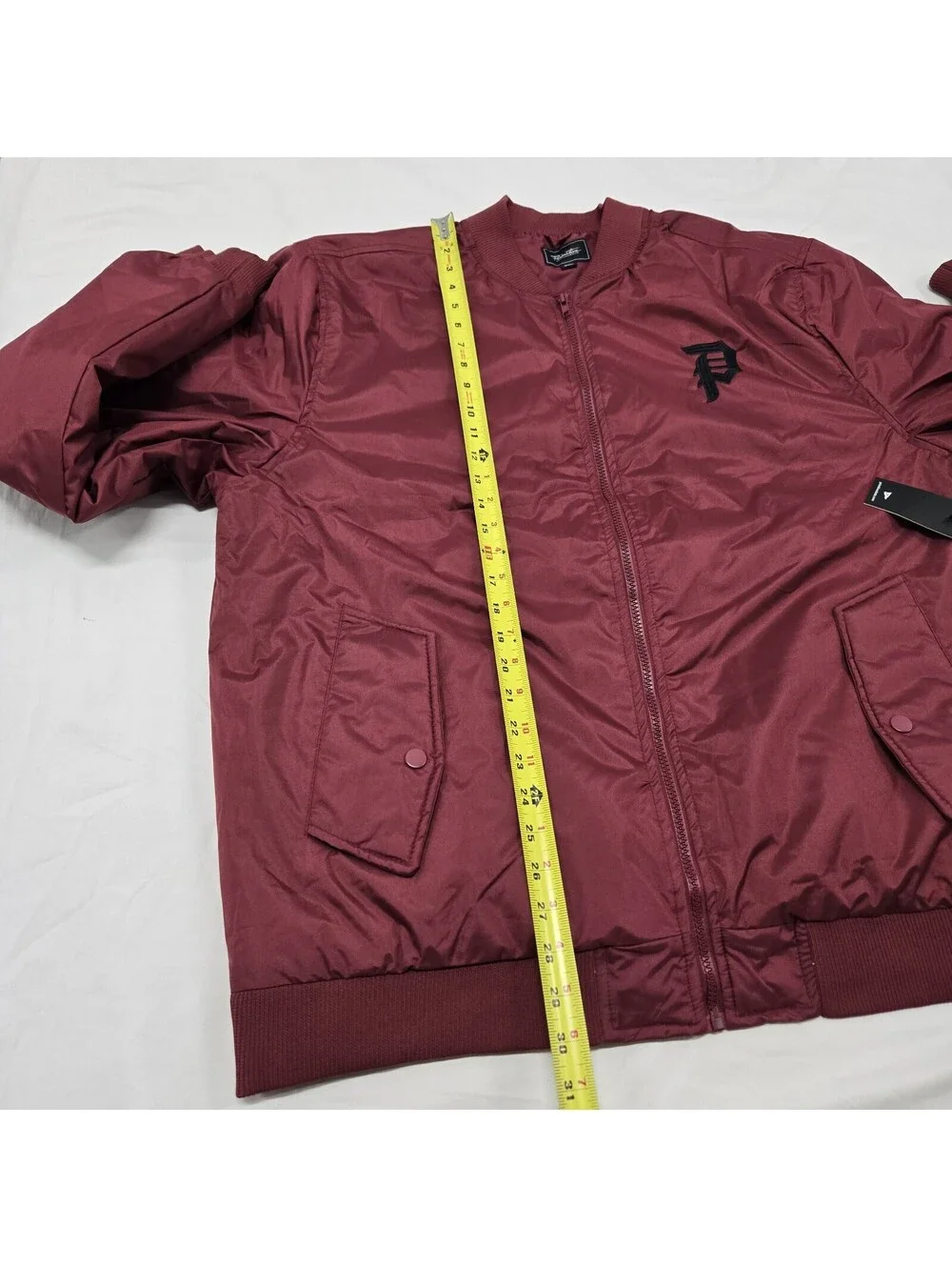 NWT Men's XXL Primitive Skateboarding Bomber Jacket Burgundy Zip Up Flight Coat - Picture 12 of 13